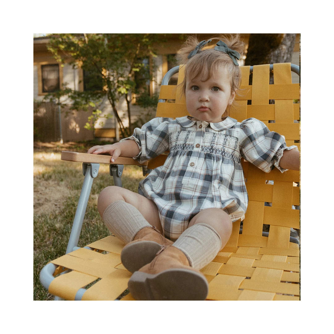 Plaid Checks Smocked Bubble Romper