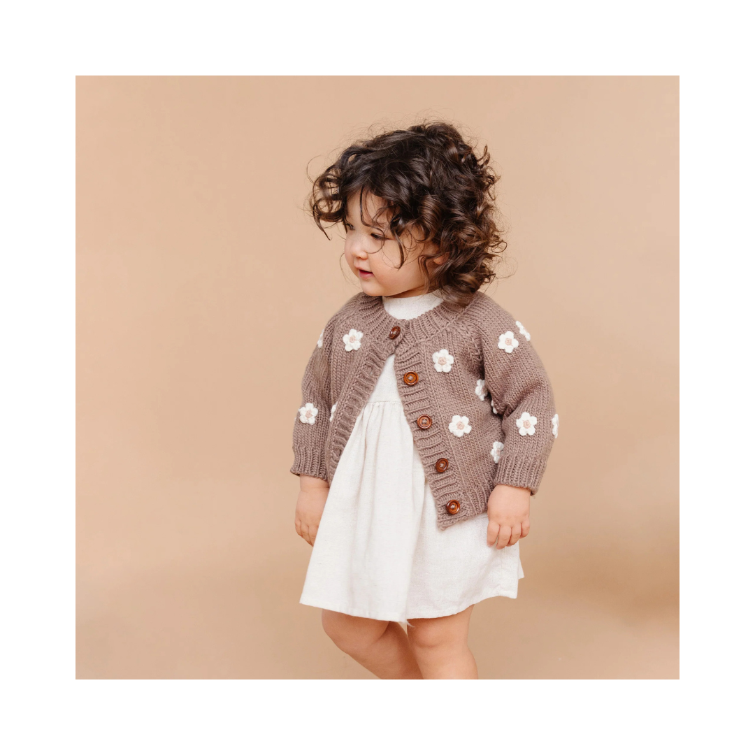 Tan Flower Cardigan
