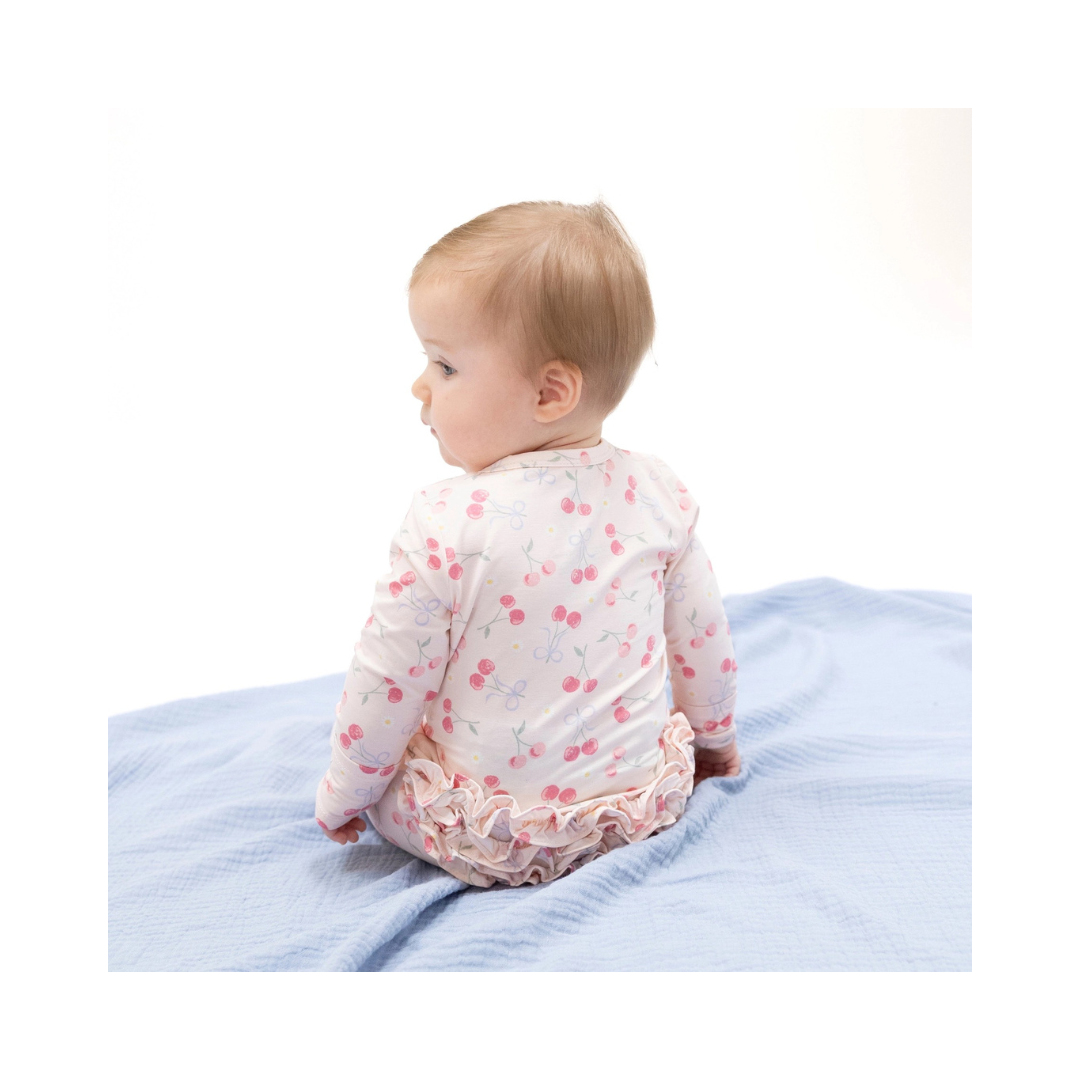 Sweet Cherries 2 Way Ruffle Back Zipper Footie