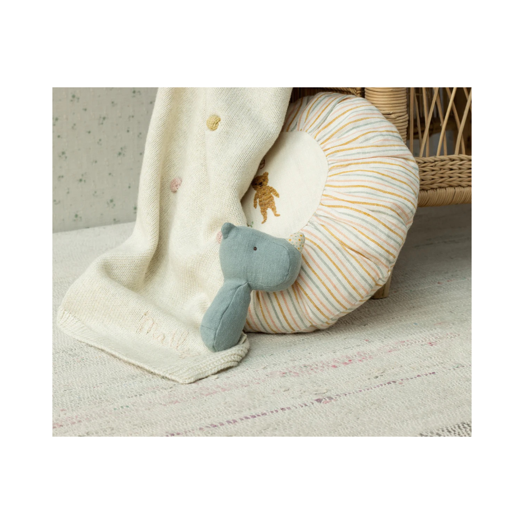 Lullaby Friends Rhino Rattle, Dusty Blue