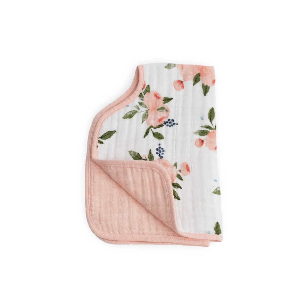 Watercolor Roses Cotton Muslin Burp Cloth