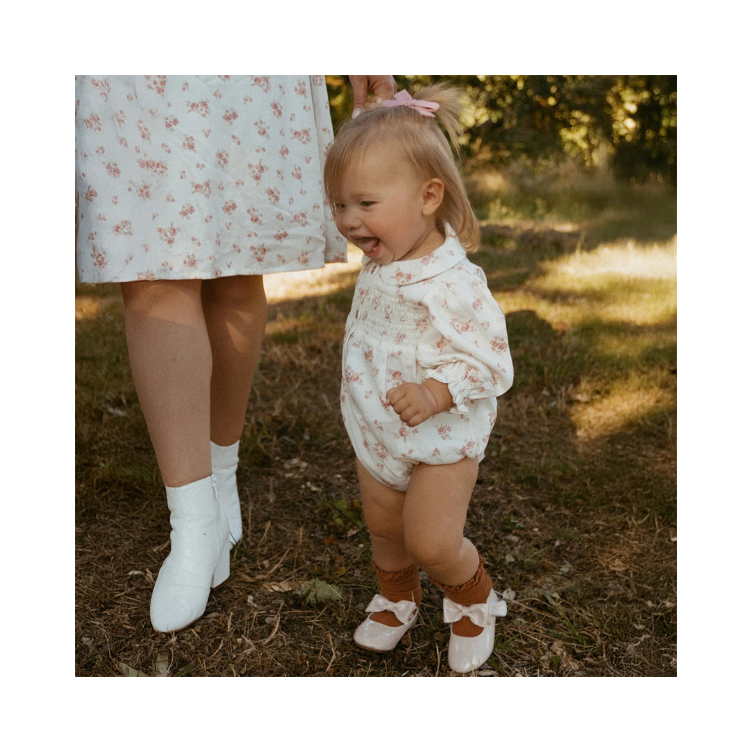 Rustic Rose Smocked Bubble Romper