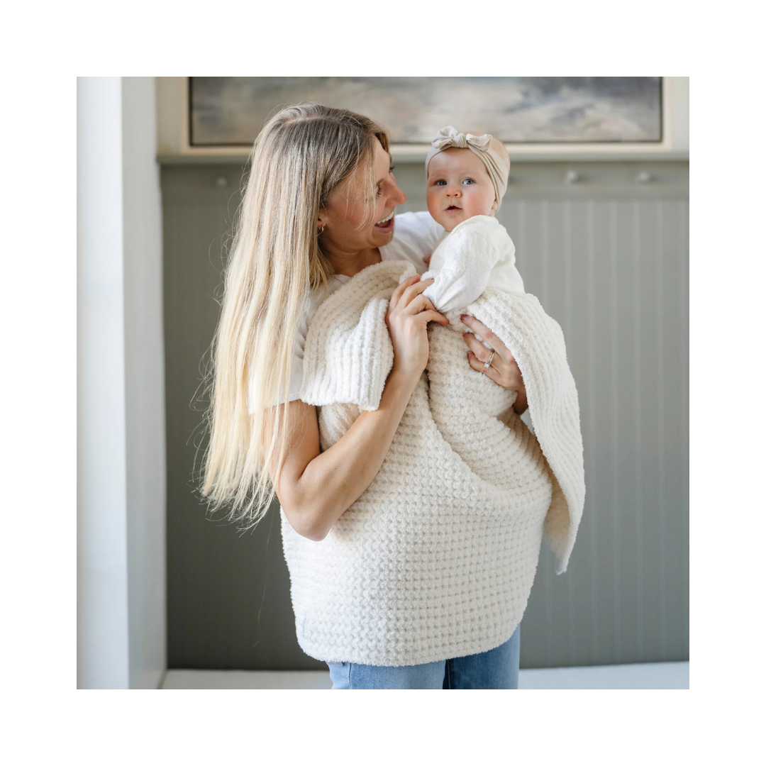 Swan Waffle Knit Receiving Blankets