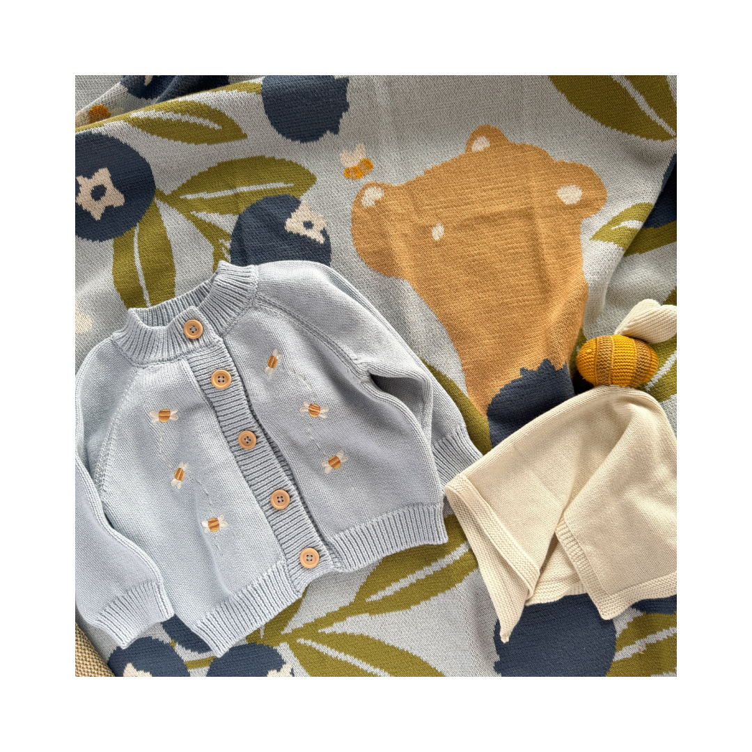 Bee Cotton Embroidered Cardigan