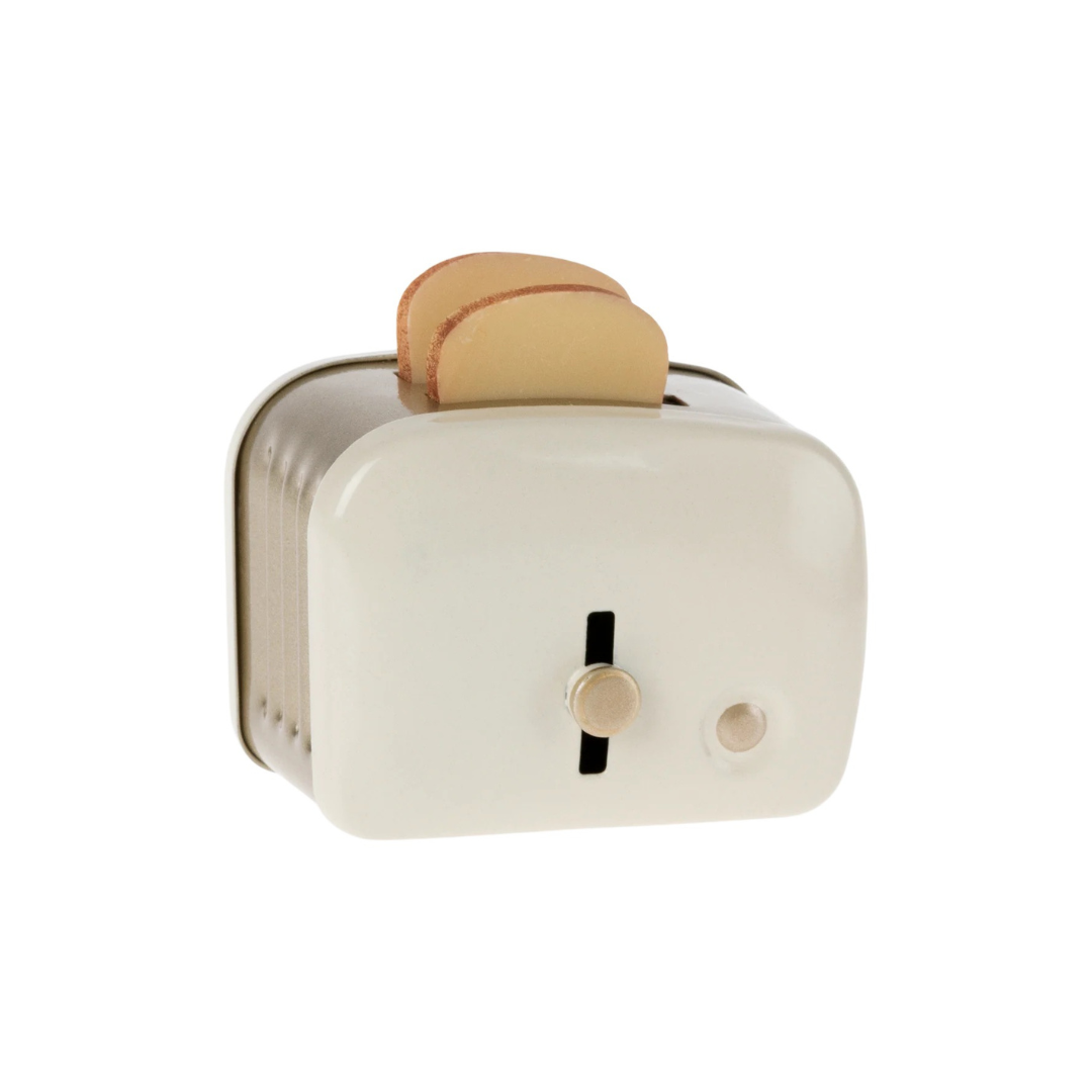 Miniature Toaster & Bread, Off-white