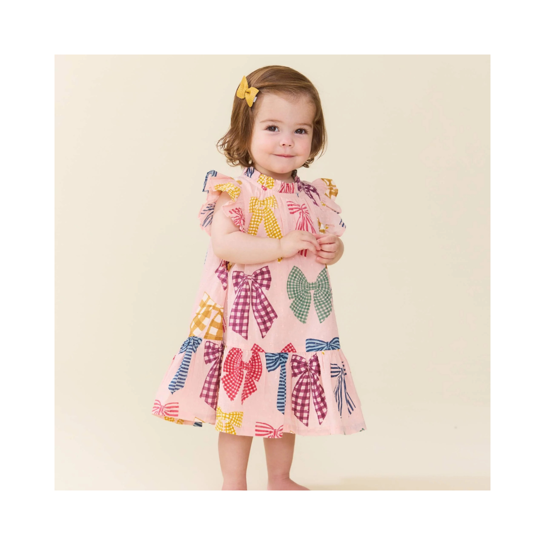 Harper Patterned Bow Baby Dress