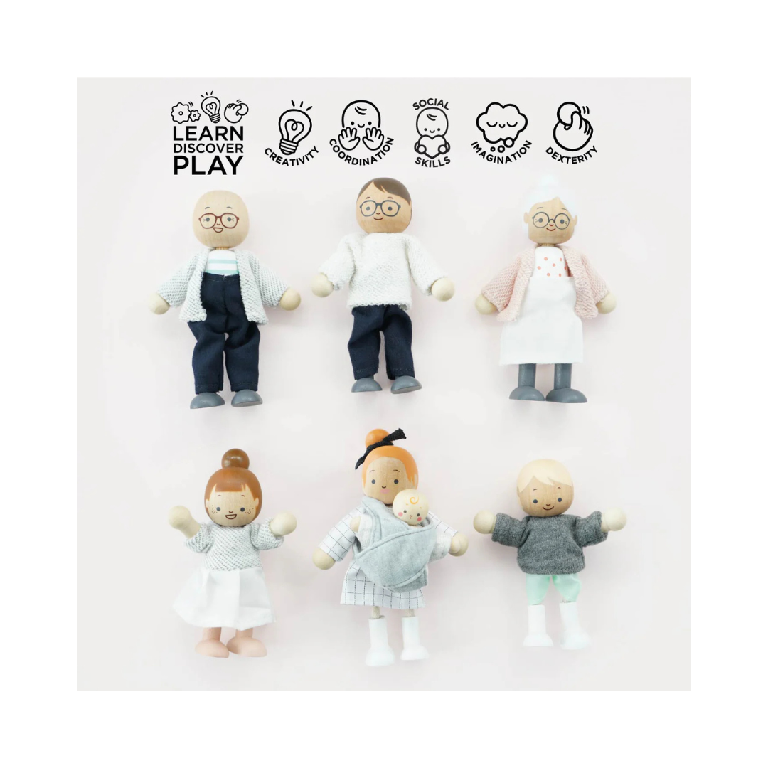Wooden Dolls House Family