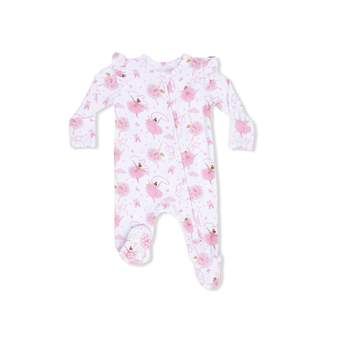 Ribbon Ballerinas 2 Way Ruffle Sleeve Zipper Footie
