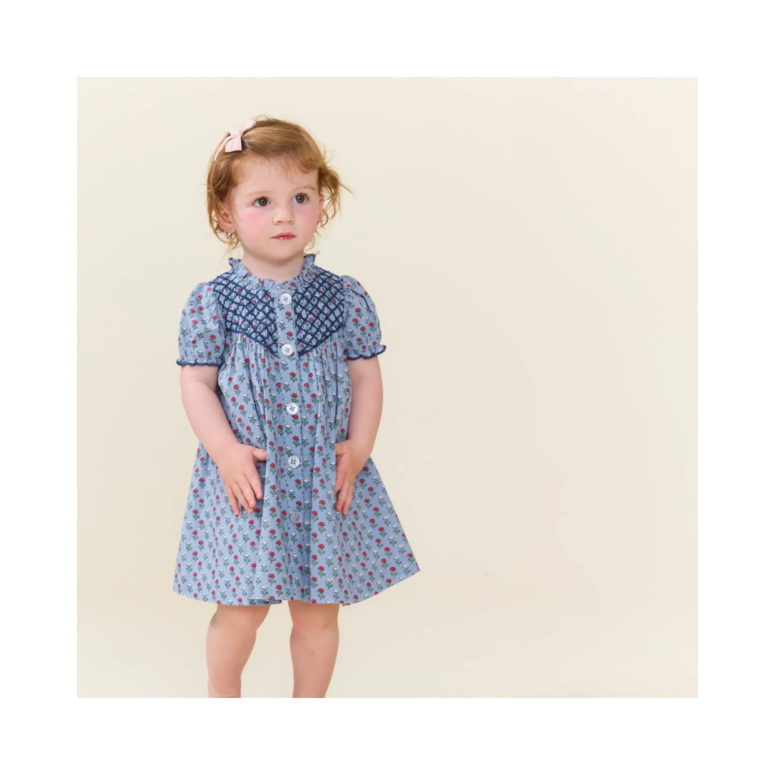 Lucia Blue Carnation Baby Dress