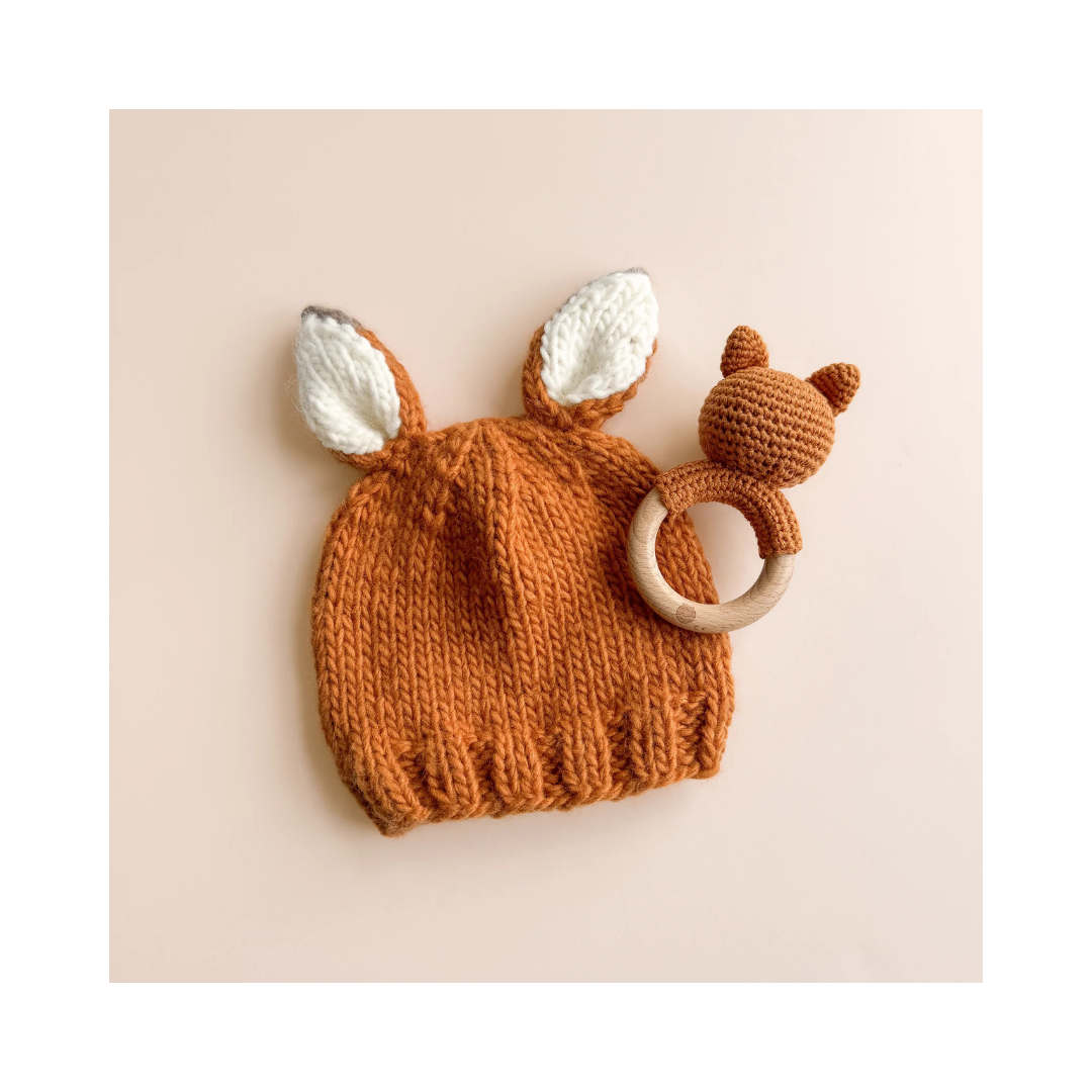 Clay Fox Cotton Crochet Teether Rattle