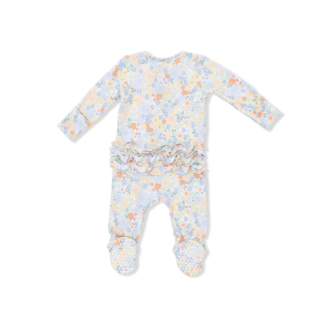 Georgia Floral 2 Way Ruffle Back Zipper Footie