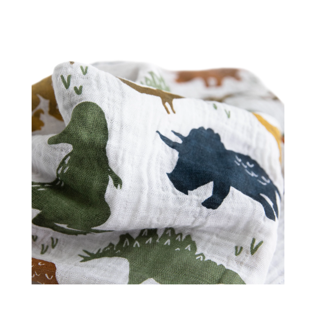 Cotton Muslin Swaddle Blanket - Dino Friends