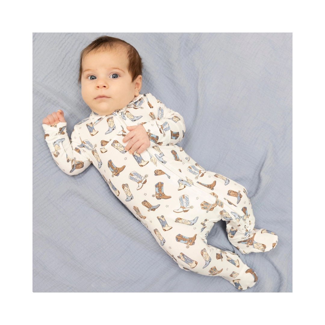 Cowboy Boots - 2 Way Zipper Footie