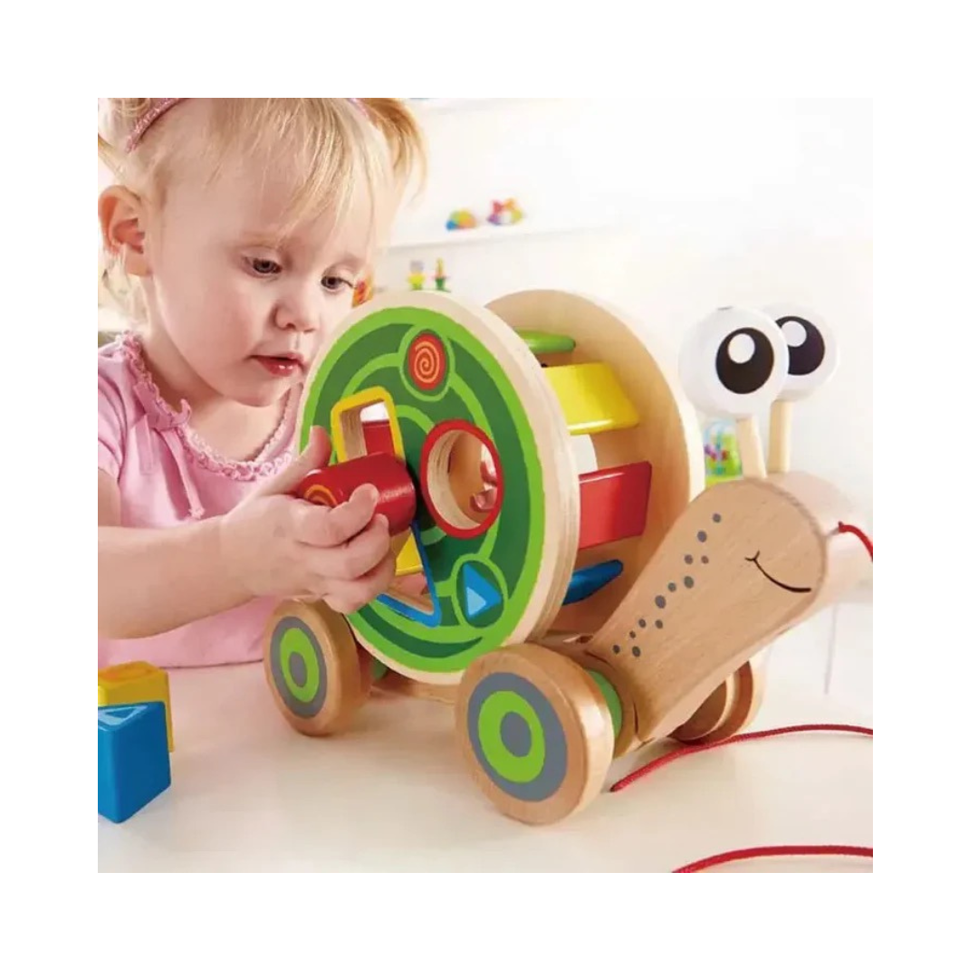 Hape Walk-A-Long Snail Toddler Wooden Pull Toy