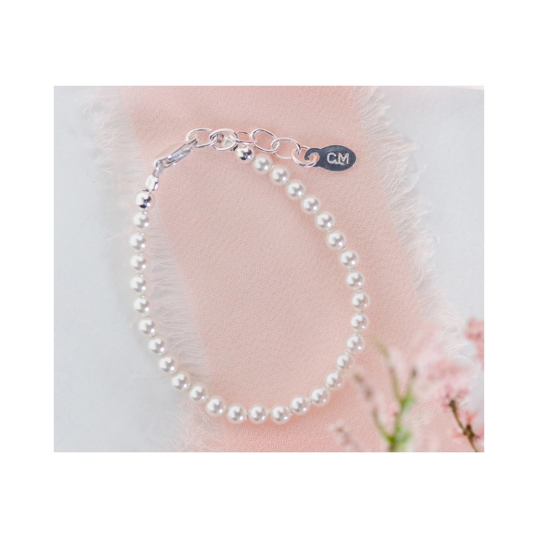 Serenity 2 Silver Tiny Pearl Bracelet Small