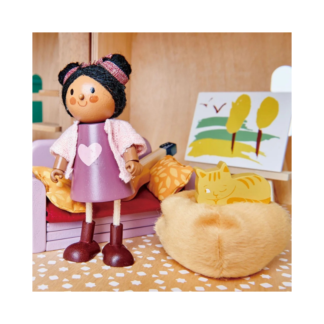 Ayana Wooden Doll & Cat