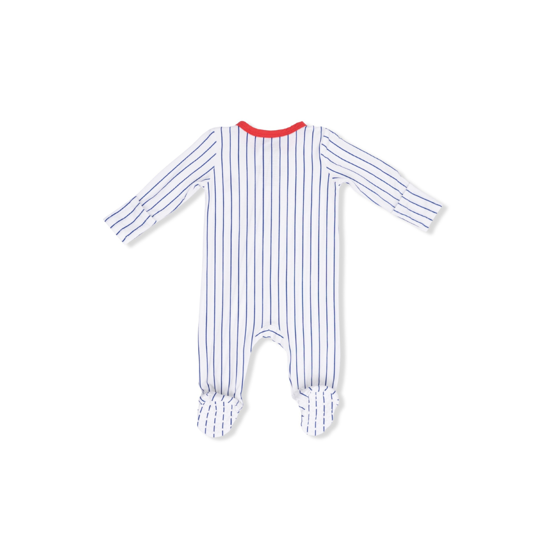 Baseball Stripe 2 Way Zipper Footie