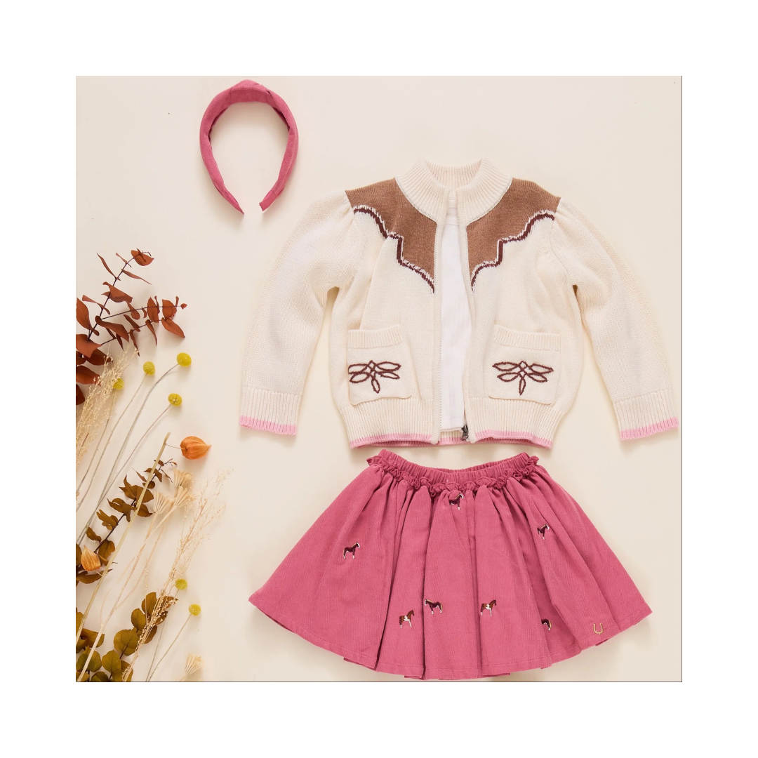 Girls Western Zip Sweater