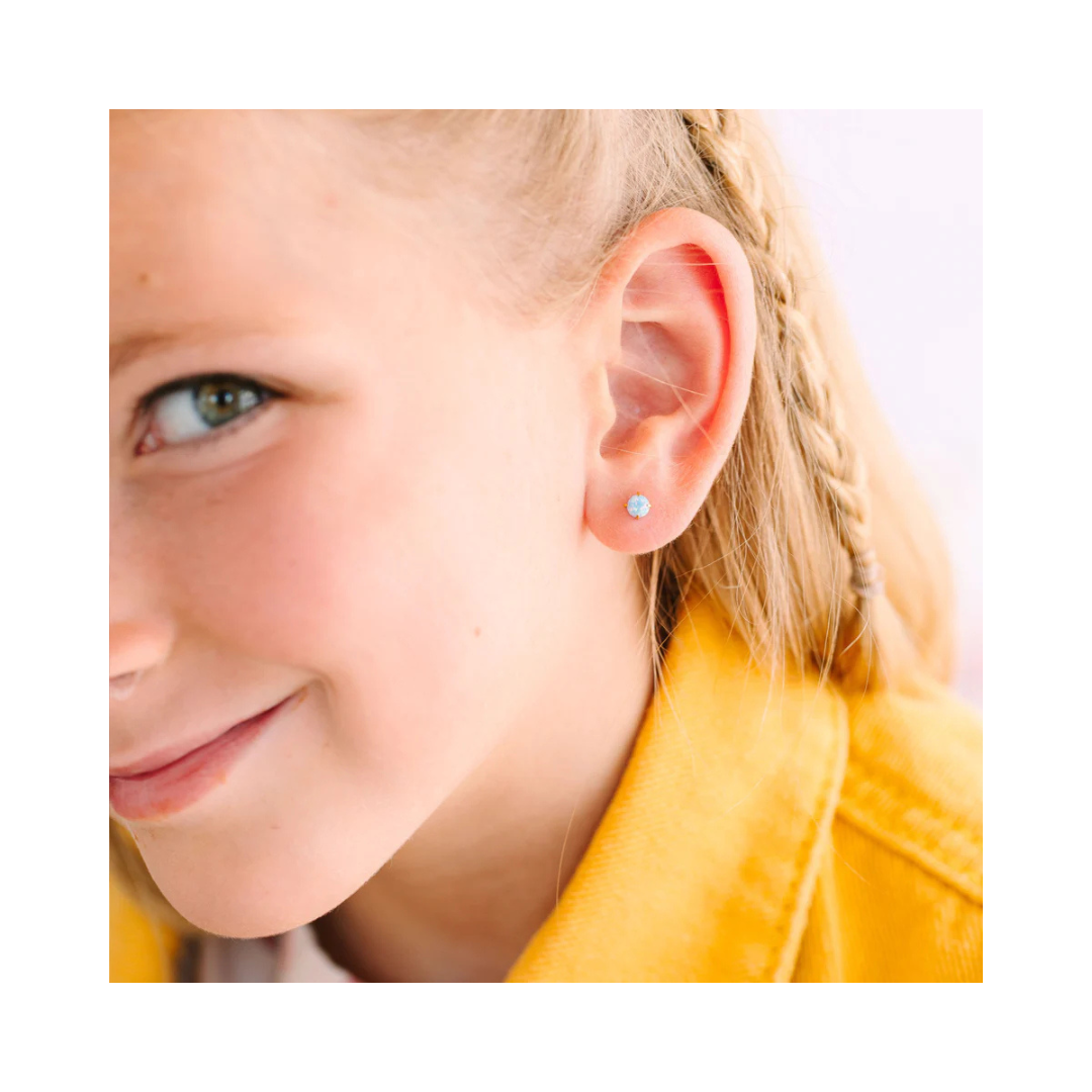 Blue Opal Screw Back Earring