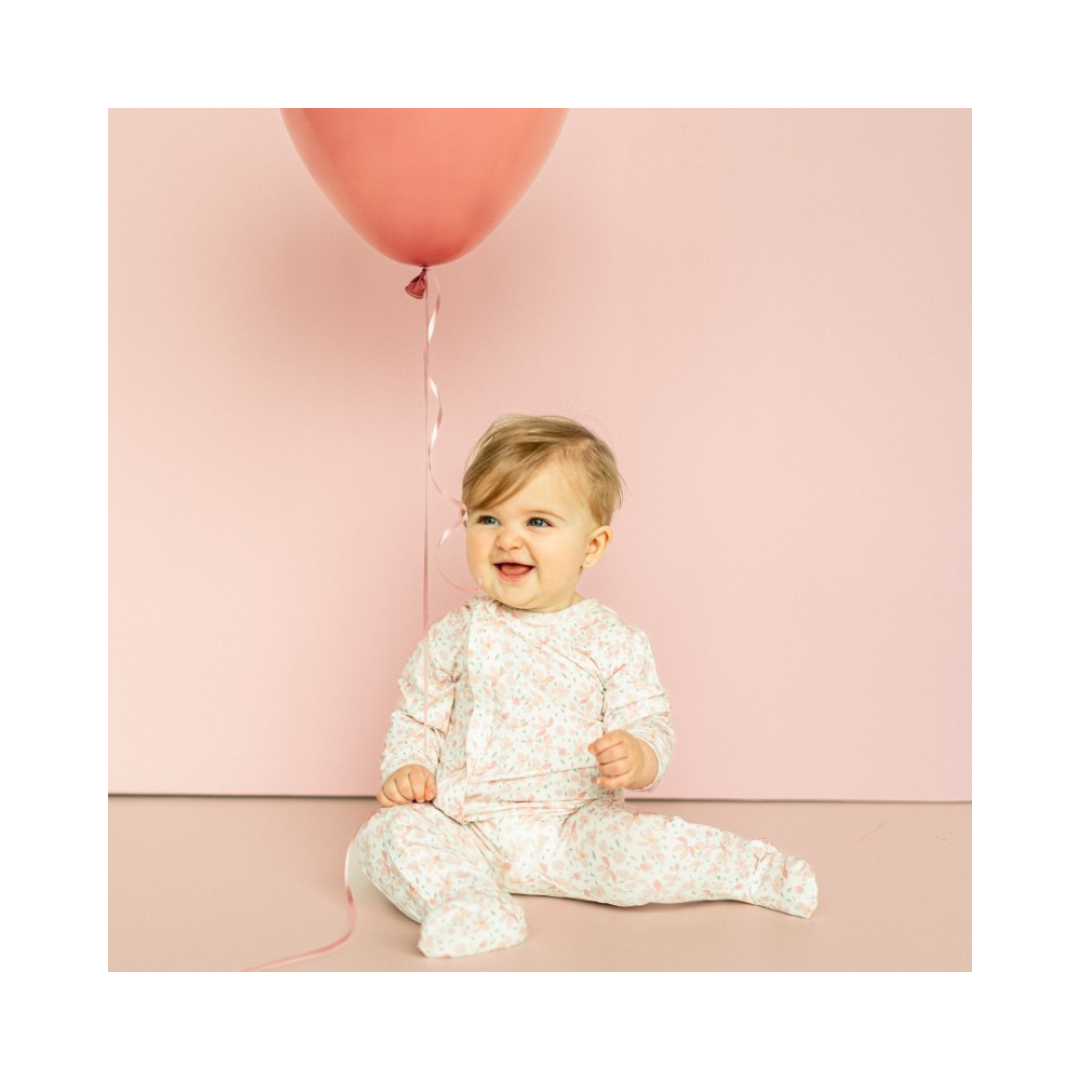 Pink Floral Footie