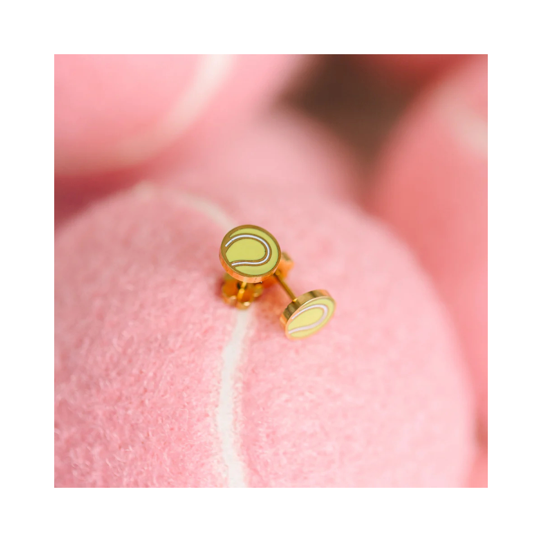 Tennis Ball Flat Screw-back Earrings