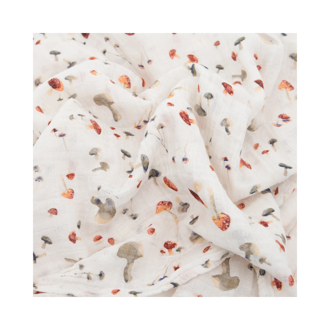 Mushrooms Cotton Muslin Swaddle Blanket 47x47