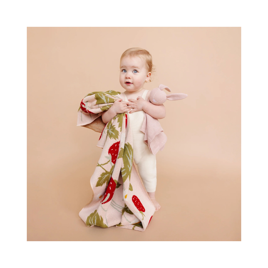 Strawberry Bunny Blanket Gift Set