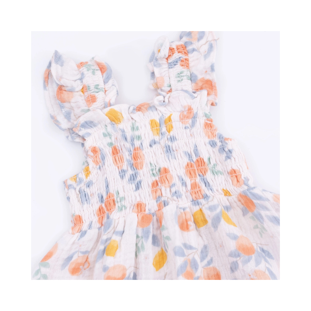 Citrus Floral Smocked Sundress With Bloomer