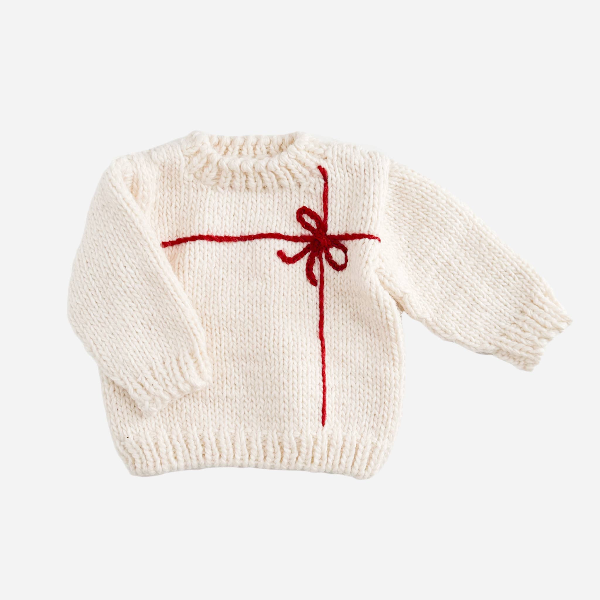 Present Sweater Cream/Red | Kid Baby Holiday Christmas: M; 2-3Y