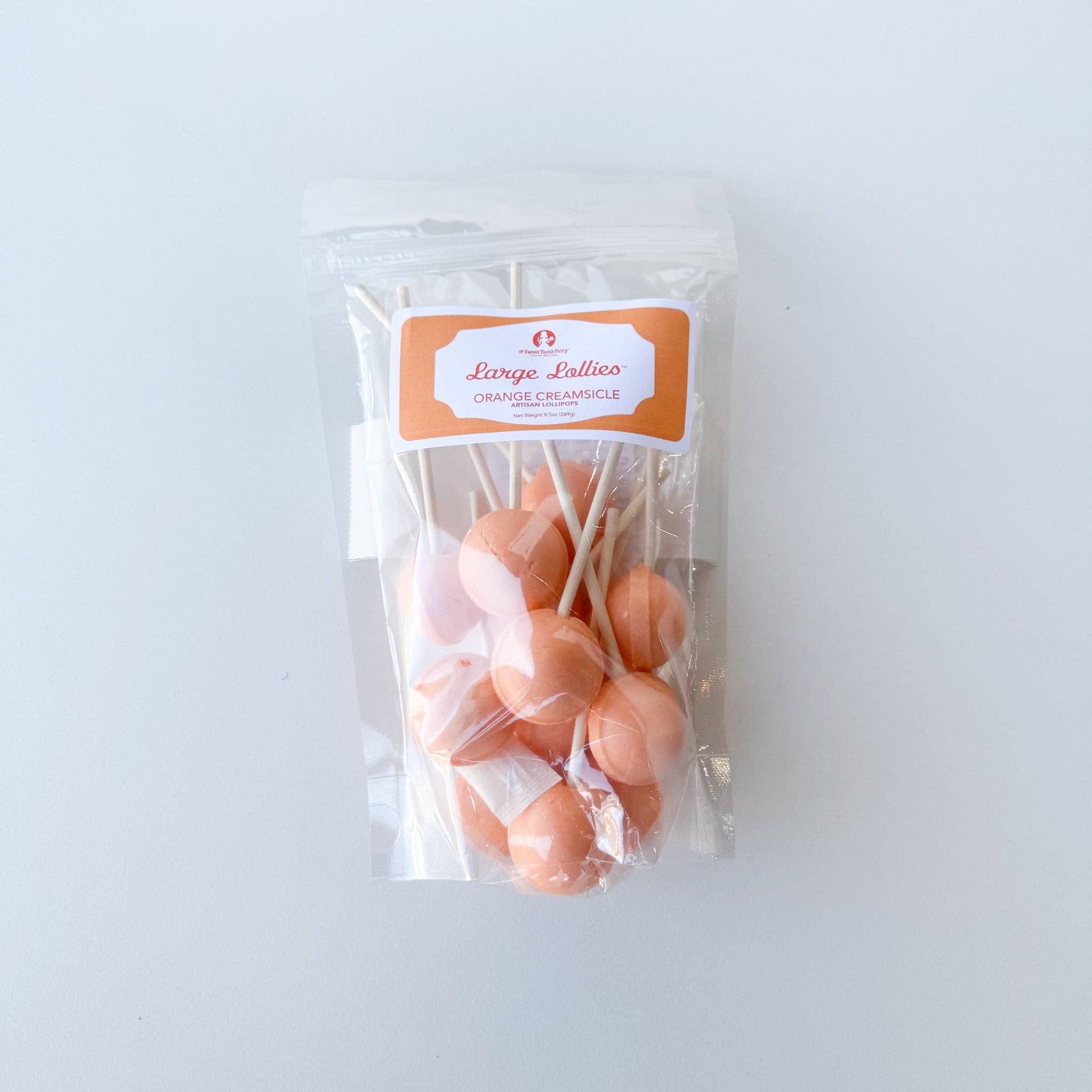 Large Lollies: Orange Creamsicle Lollipop Candy: 144 ct Bulk Case: Individually Wrapped