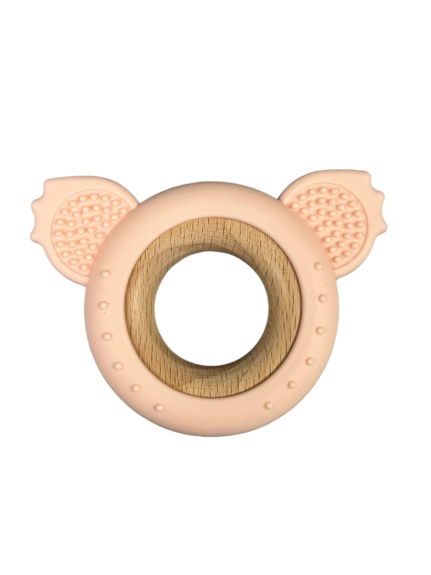 BPA Silicone & Beechwood Teether Ring Kaola: Baby Breath