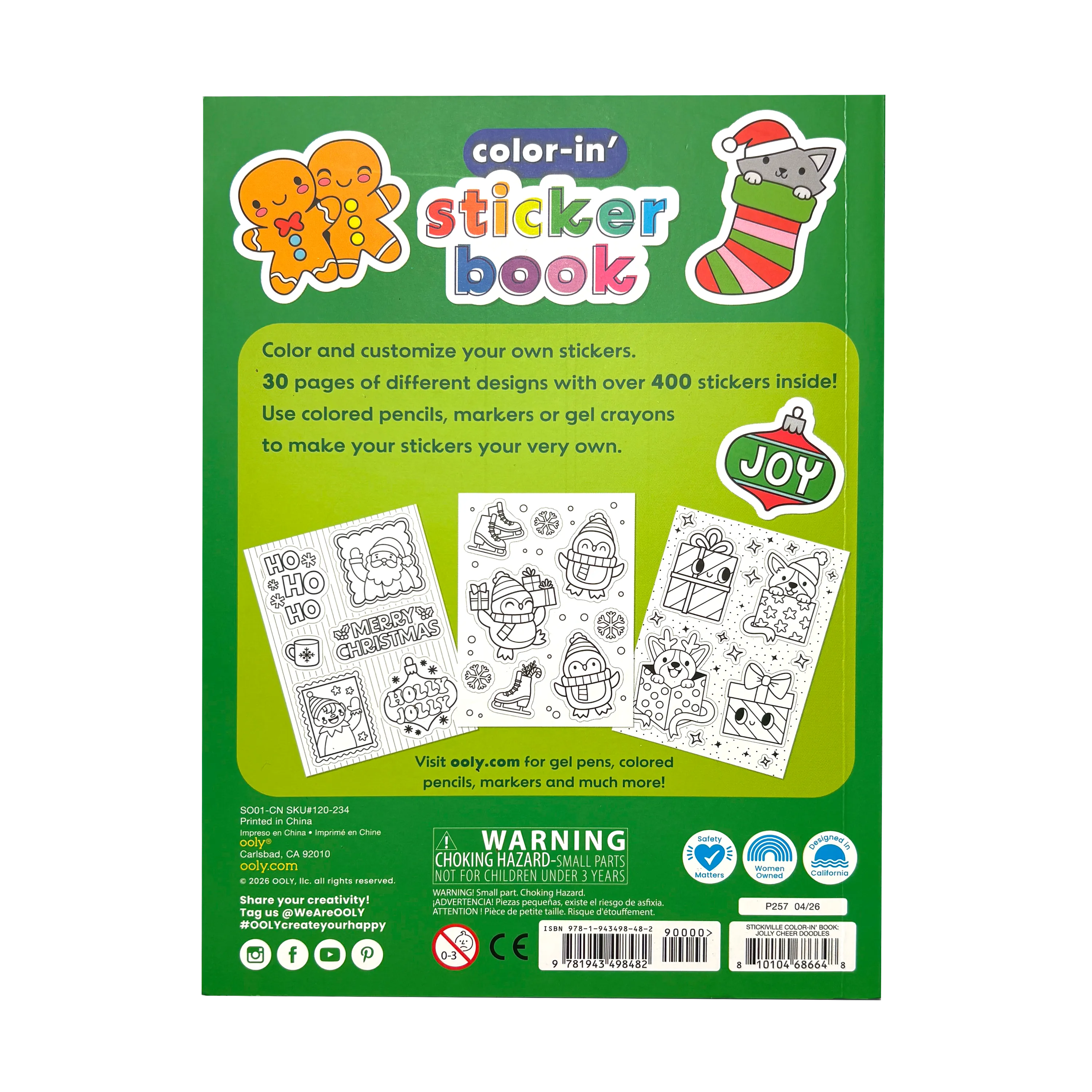 Stickiville Color-in' Sticker Book - Jolly Cheer Doodles