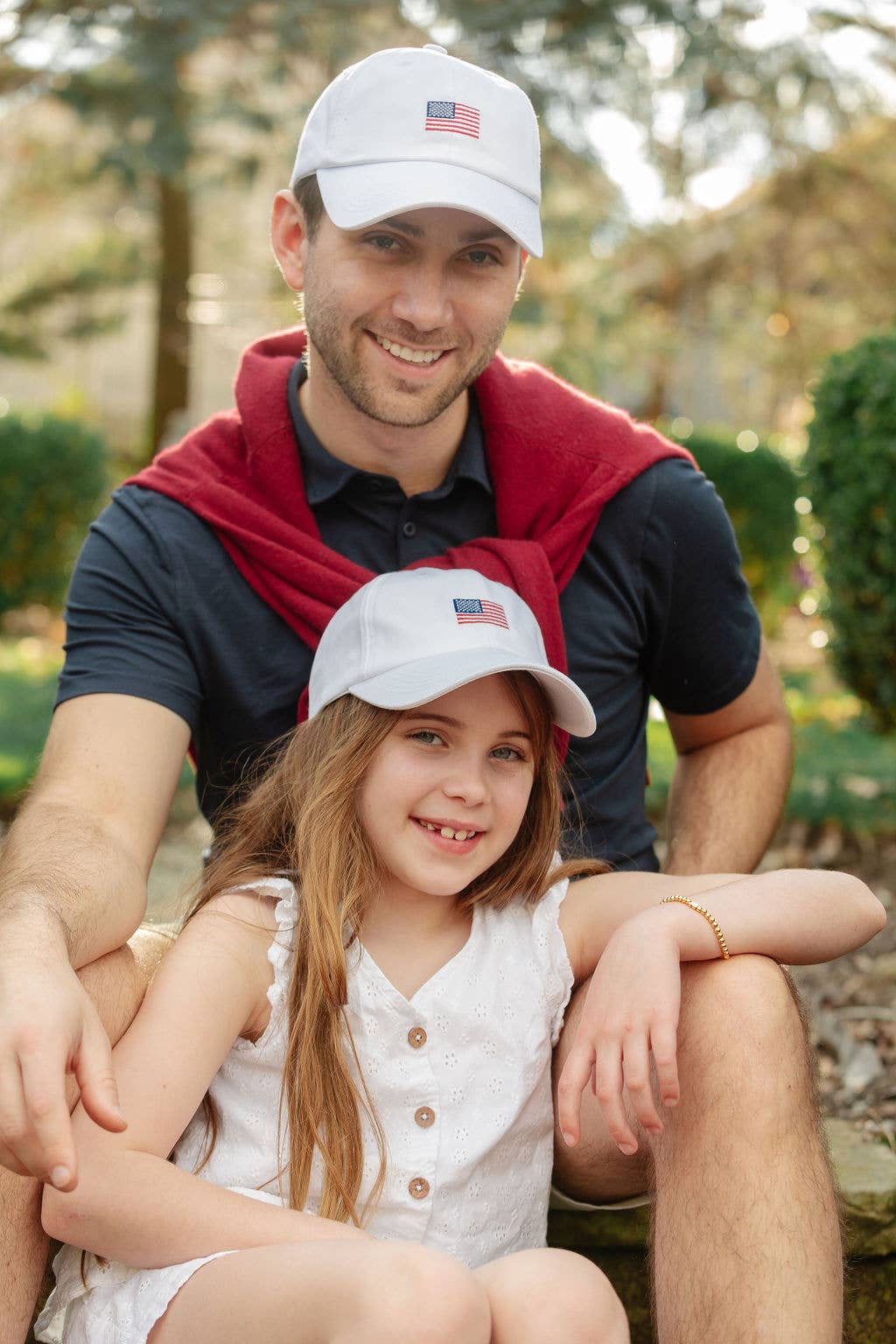 American Flag Bow Baseball Hat (Baby, Youth, Junior): Junior (Ages 7-12)