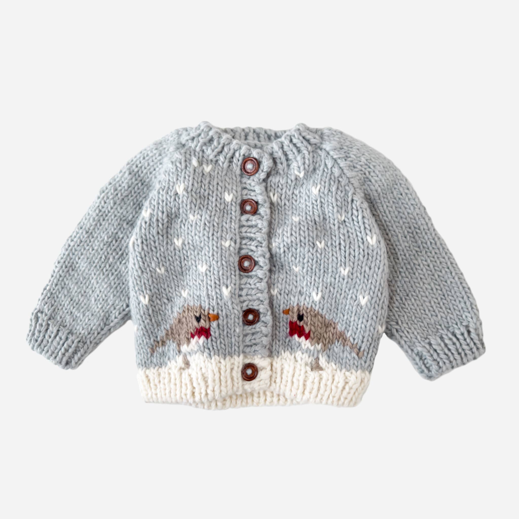 Robin Cardigan Baby Winter Holiday Christmas Sweater : Bowie Grey / XS 6-12m