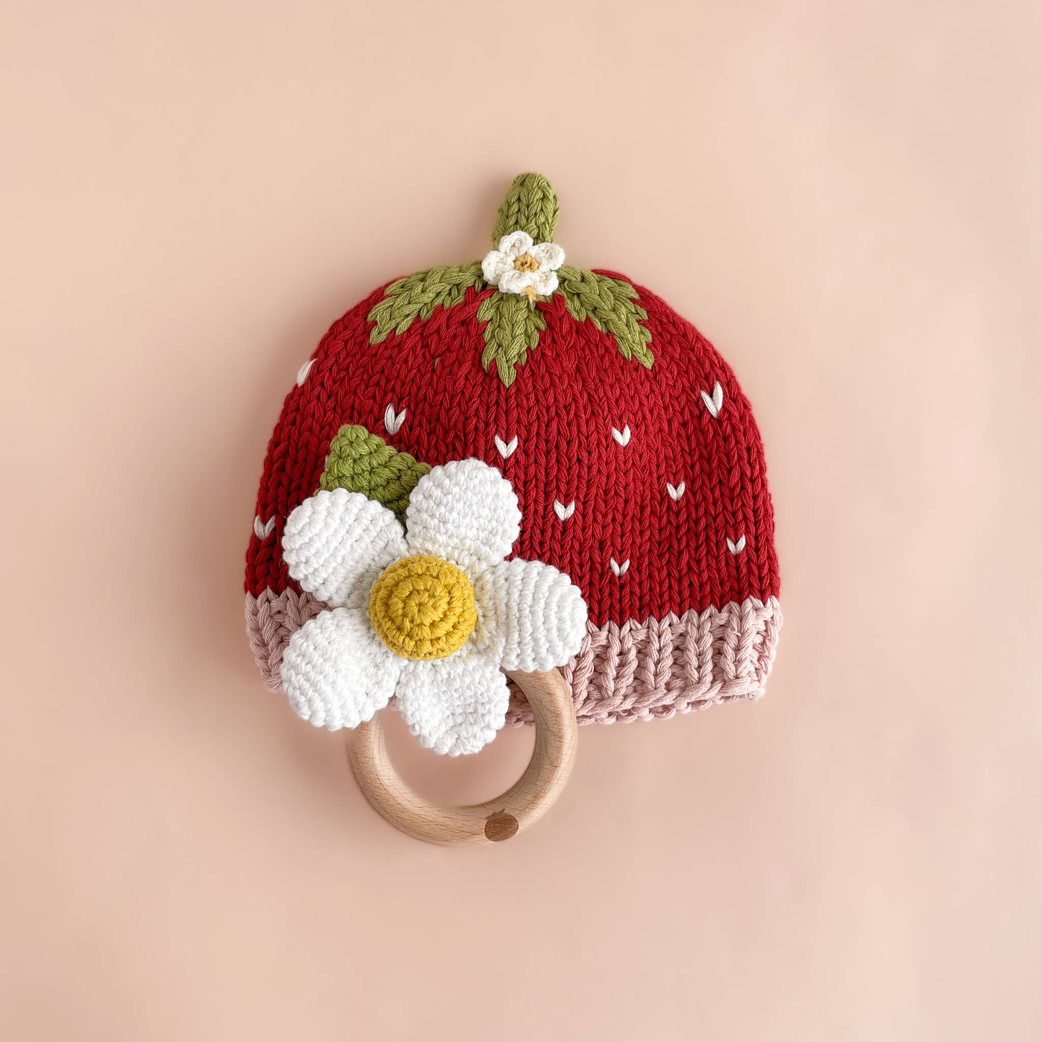 Cotton Strawberry Beanie Baby Girl Hat Spring Summer Gift: 3-6m