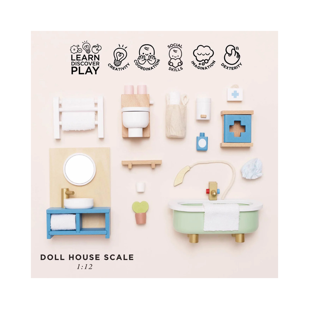 Wooden Dolls House Bathroom Furniture