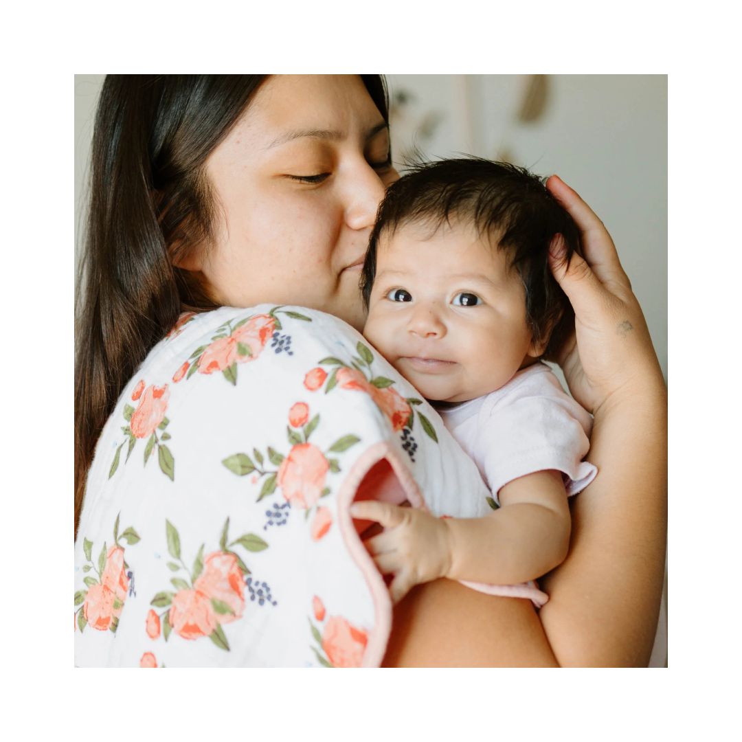 Watercolor Roses Cotton Muslin Burp Cloth