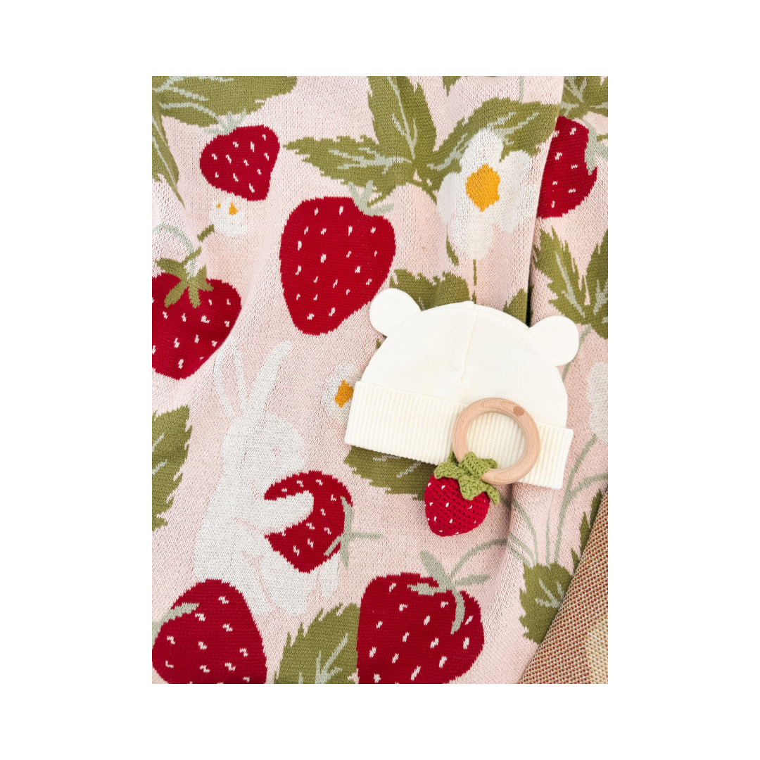 Strawberry Bunny Blanket Gift Set