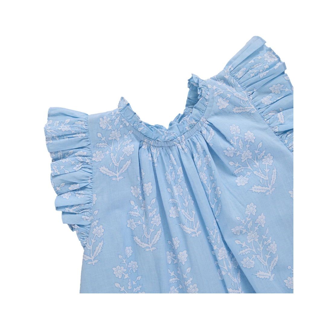 Blue Dew Drop Block Print Dress