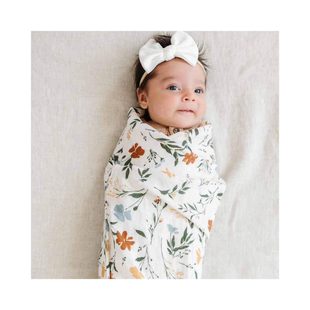 Bamboo Rayon Muslin Swaddles, Fleurs