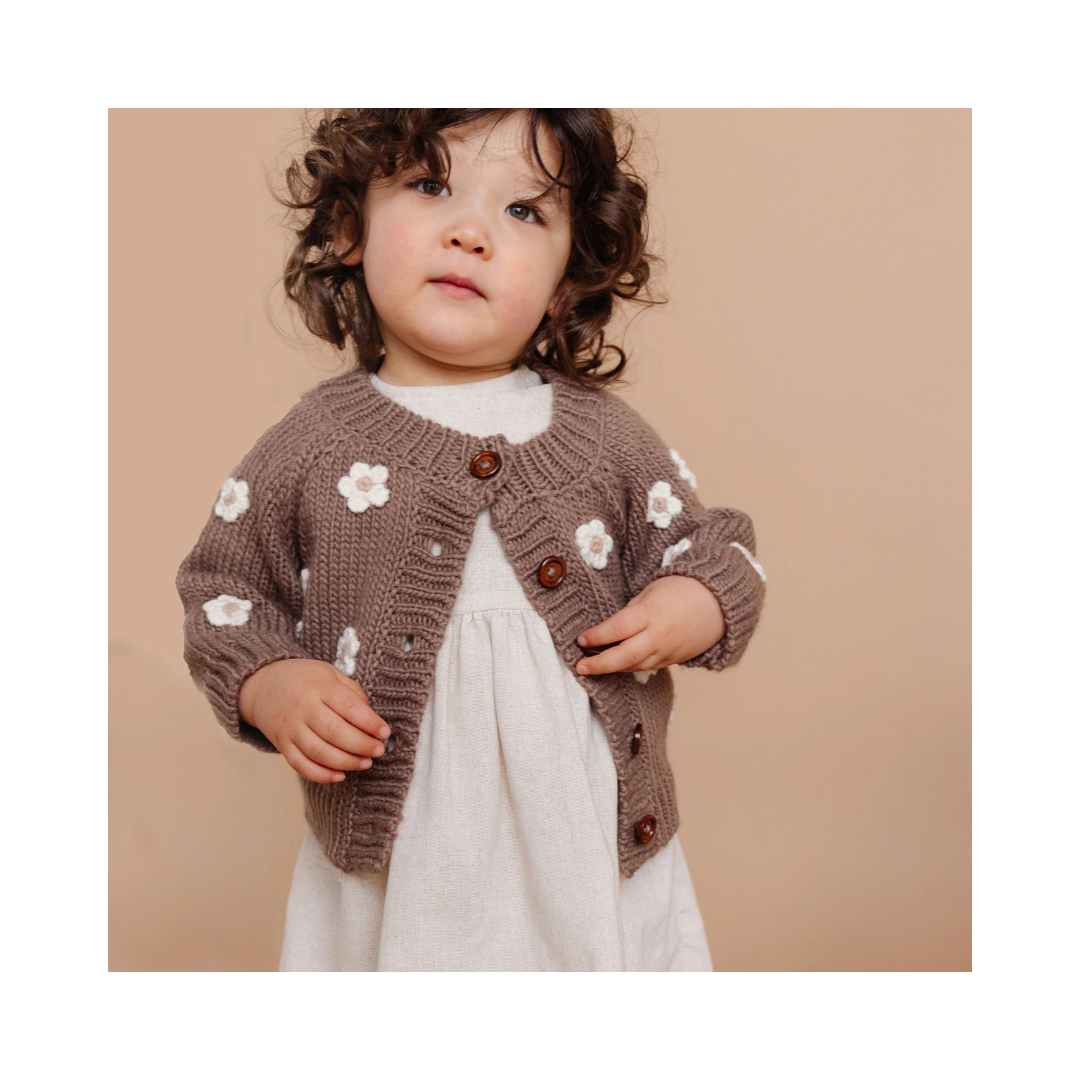 Tan Flower Cardigan