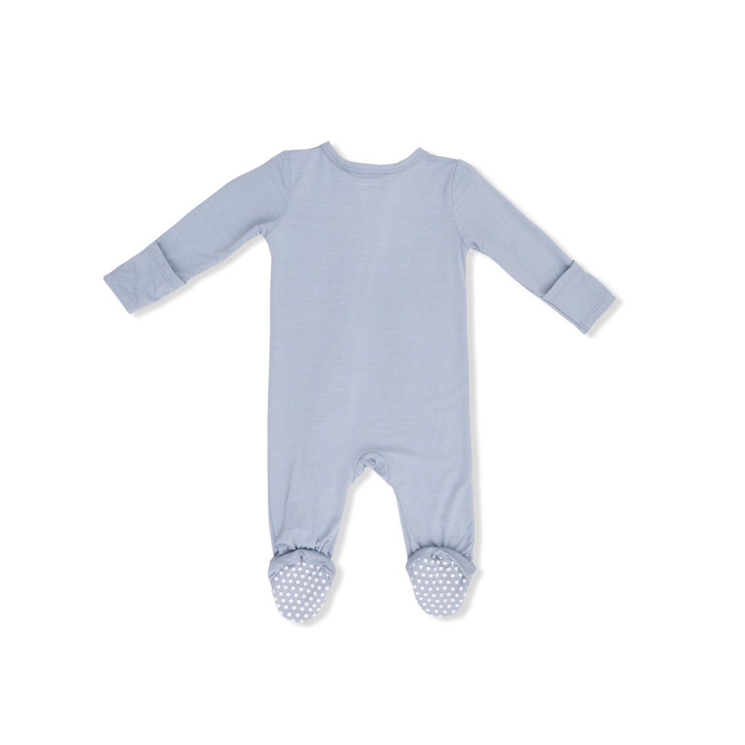 Solid Niagara Mist Bamboo 2 Way Zipper Footie