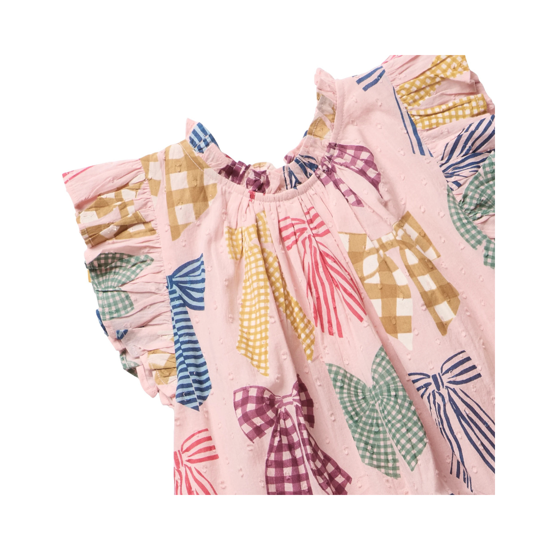 Harper Patterned Bow Baby Dress