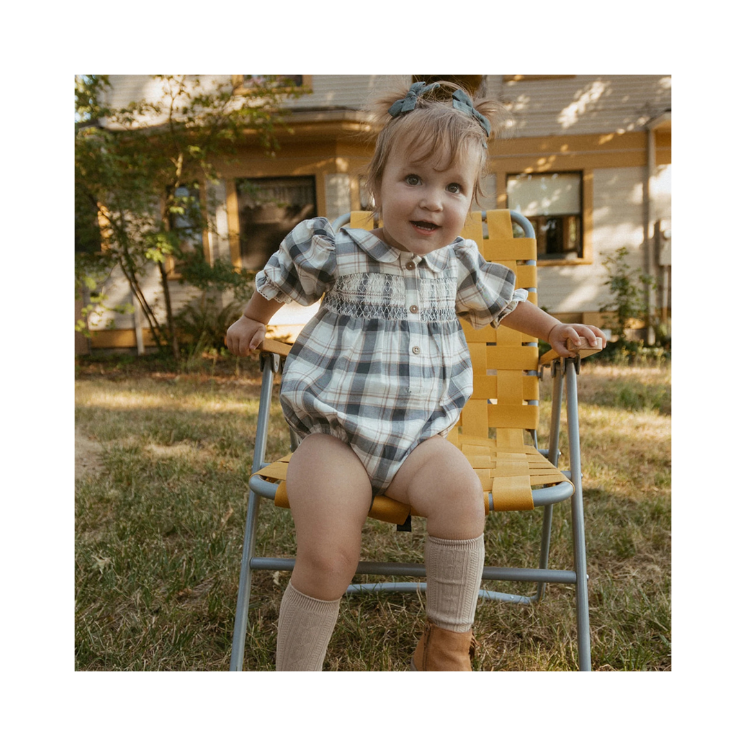 Plaid Checks Smocked Bubble Romper