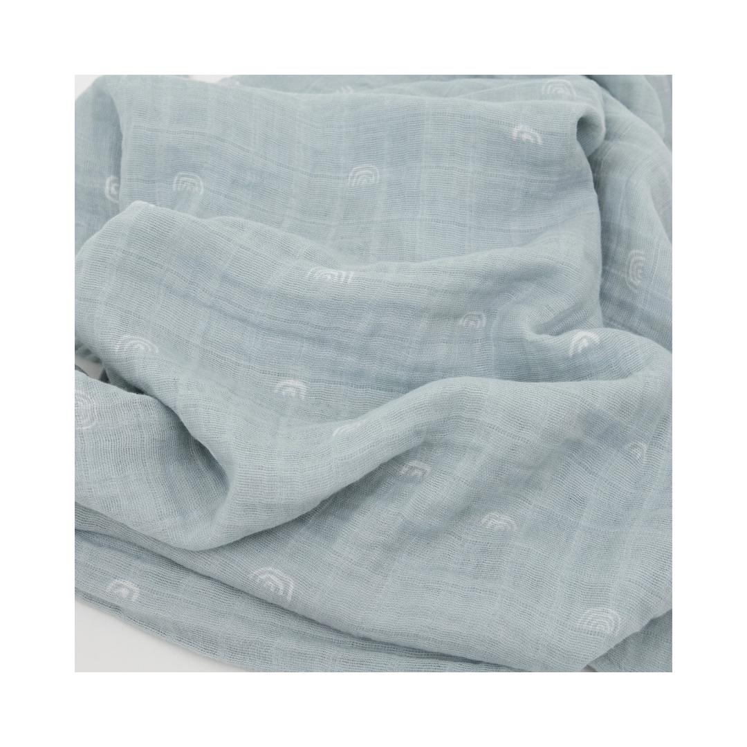 Cotton Muslin Swaddle Blue Rainbow
