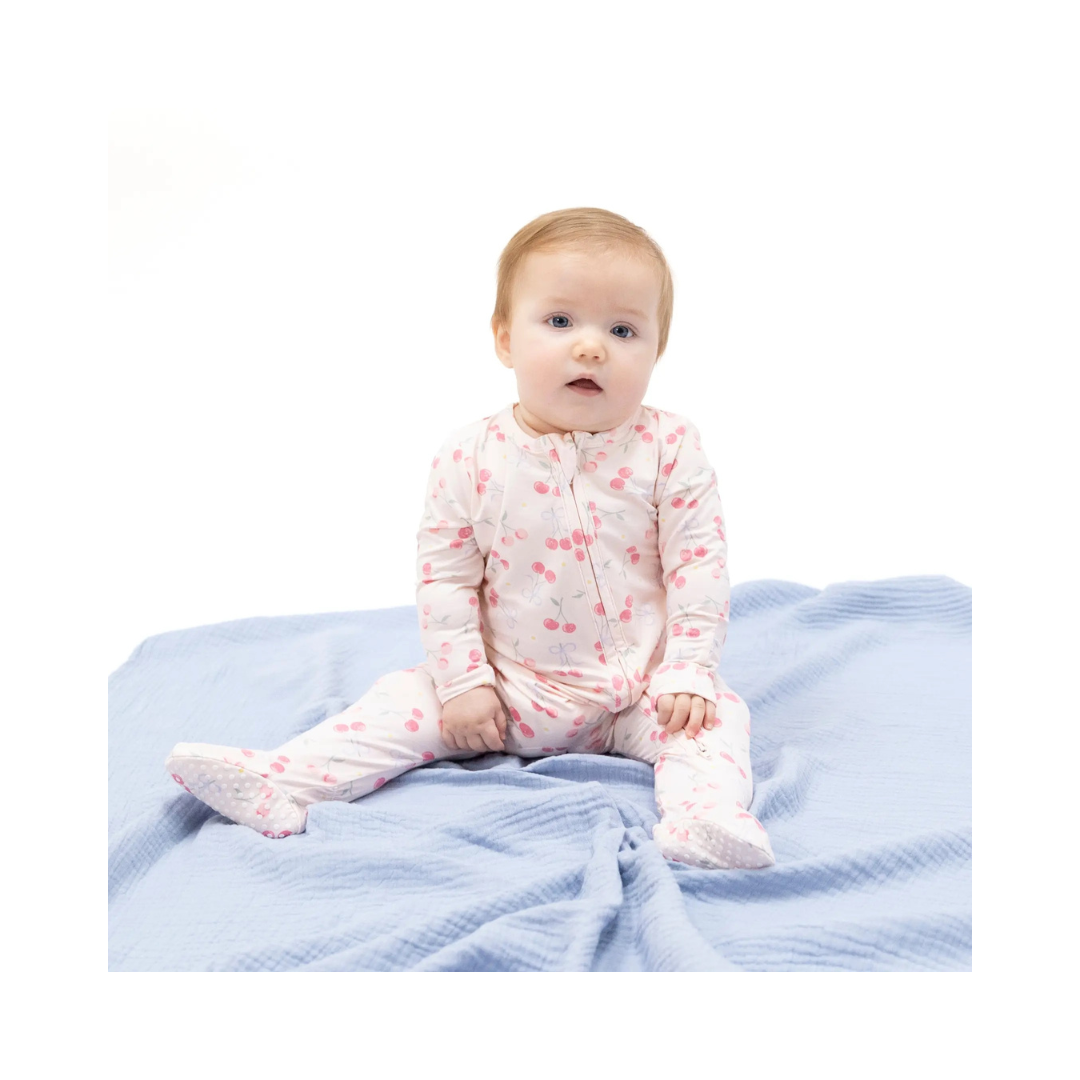 Sweet Cherries 2 Way Ruffle Back Zipper Footie