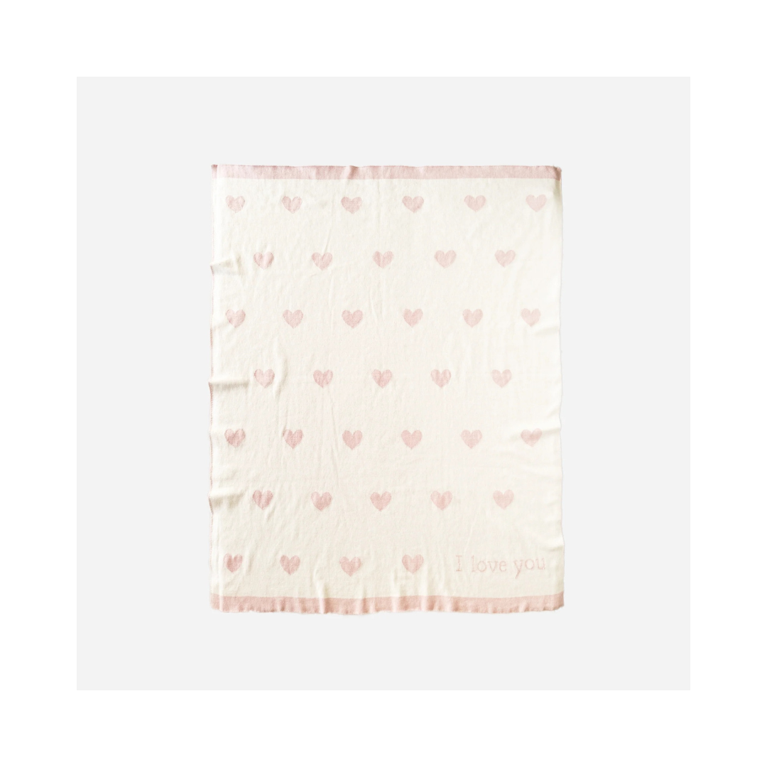 Heart I Love You Baby Blush Blanket