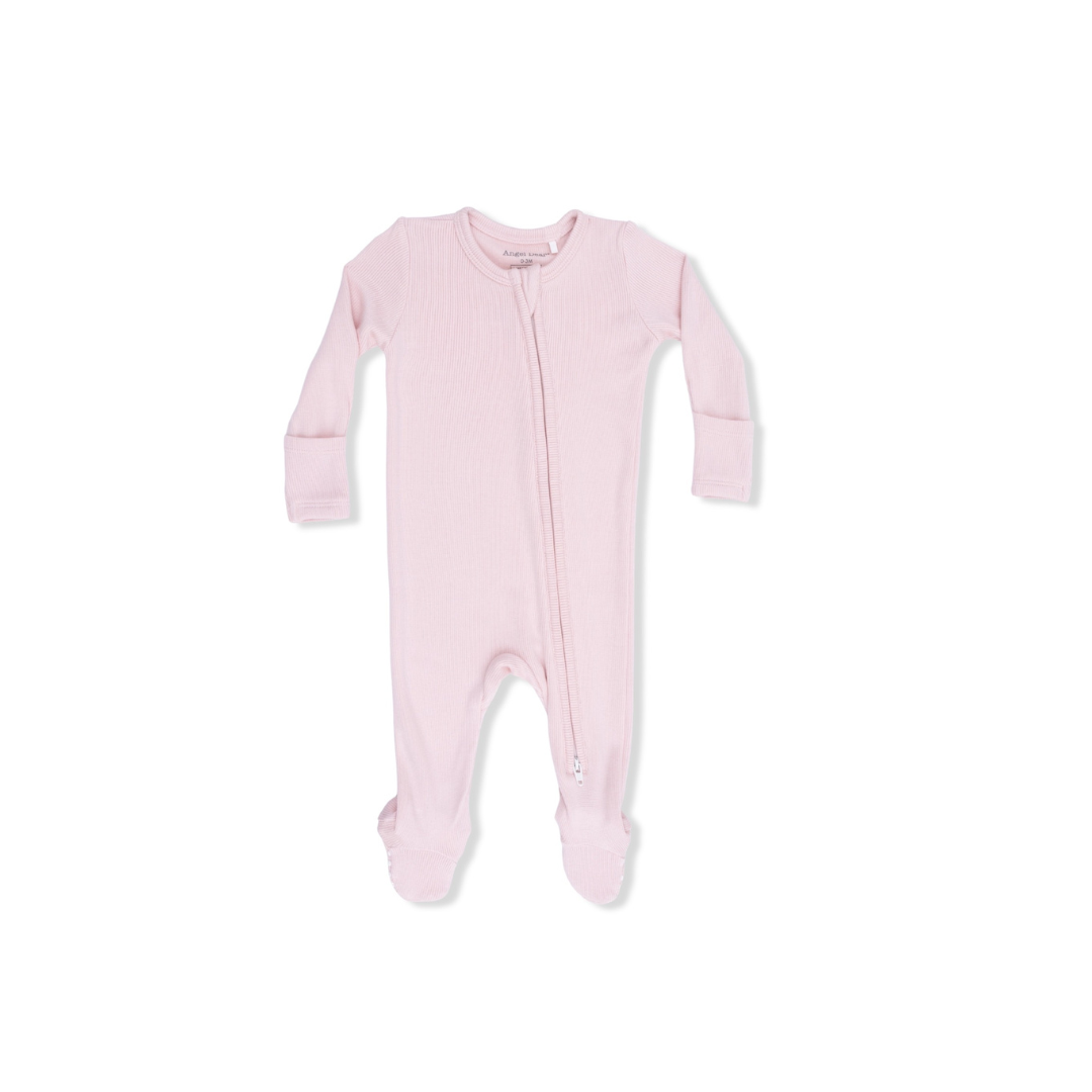 Veiled Pink Rib - 2 Way Zipper Footie