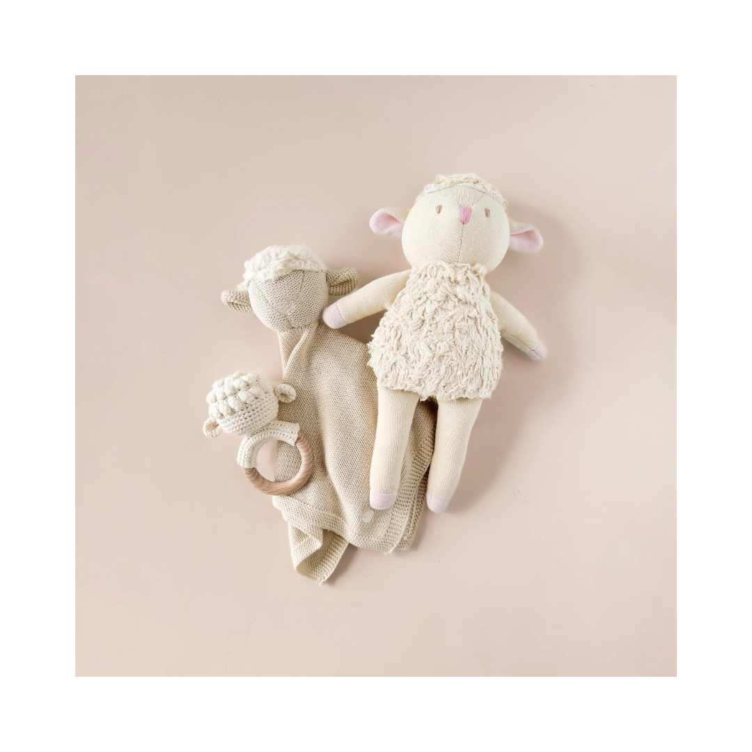 Cream Crochet Lamb Baby Newborn Rattle