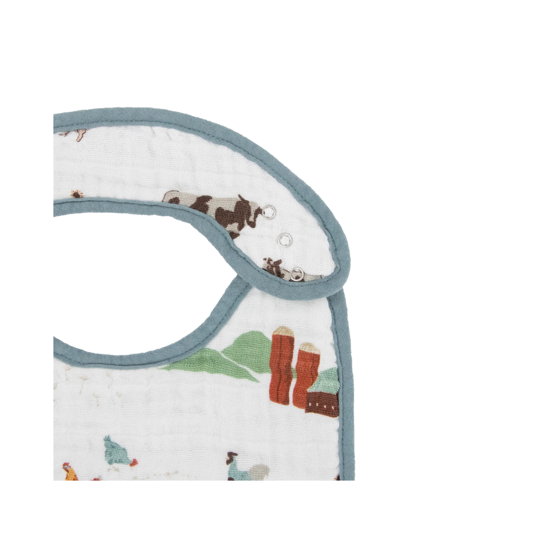 Cotton Muslin Classic Bib 3 Pack - Farmyard